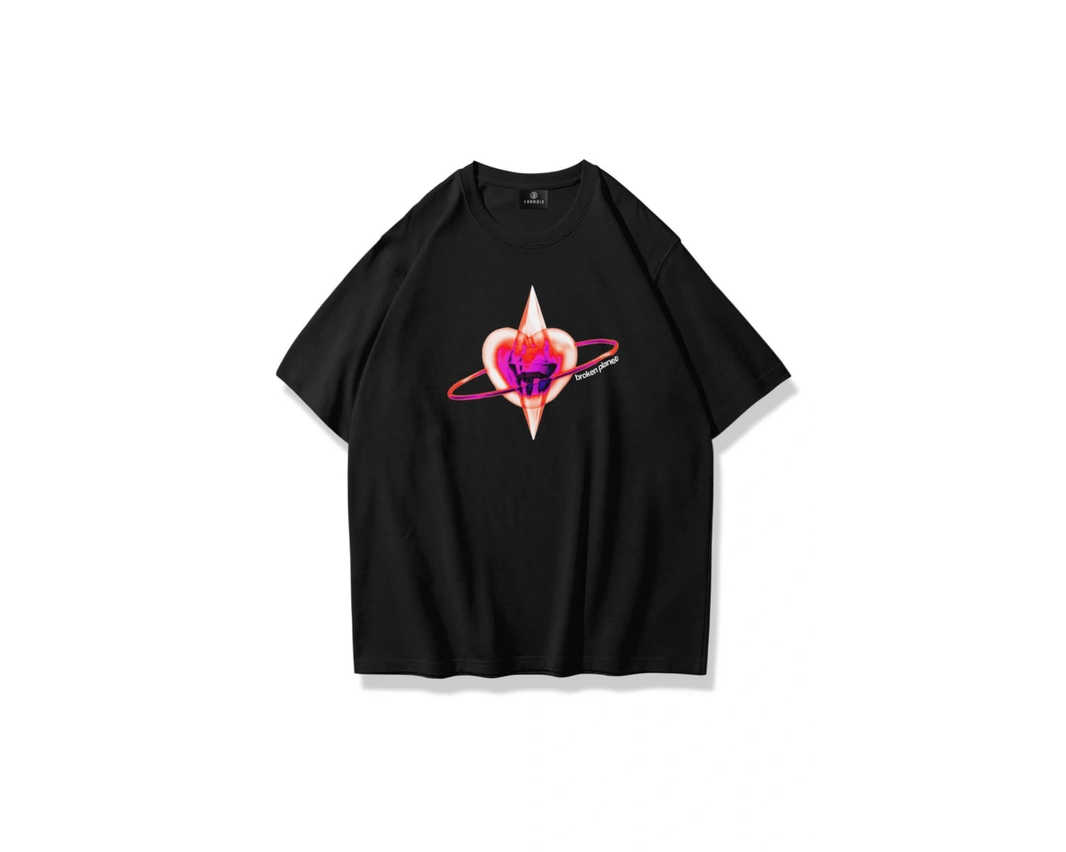 Unisex Broken Planet Tshirt Siyah