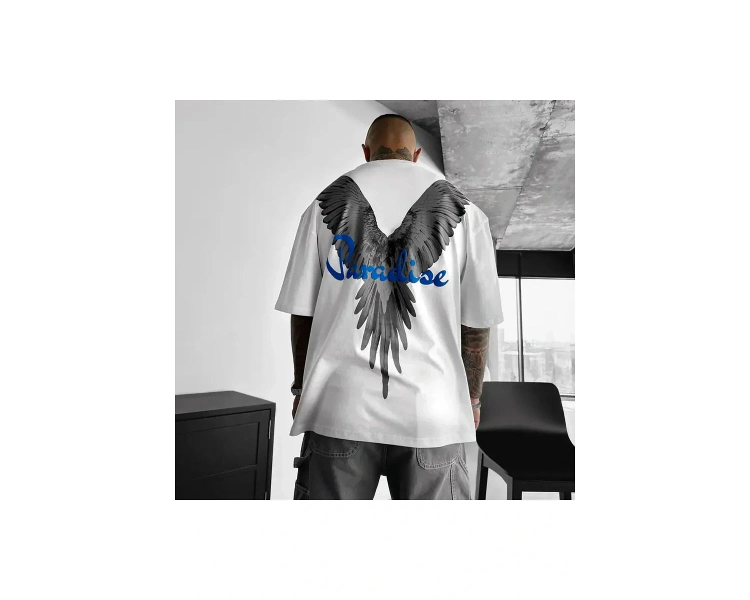 Unisex Büyük Beden Paradise Baskılı Oversize