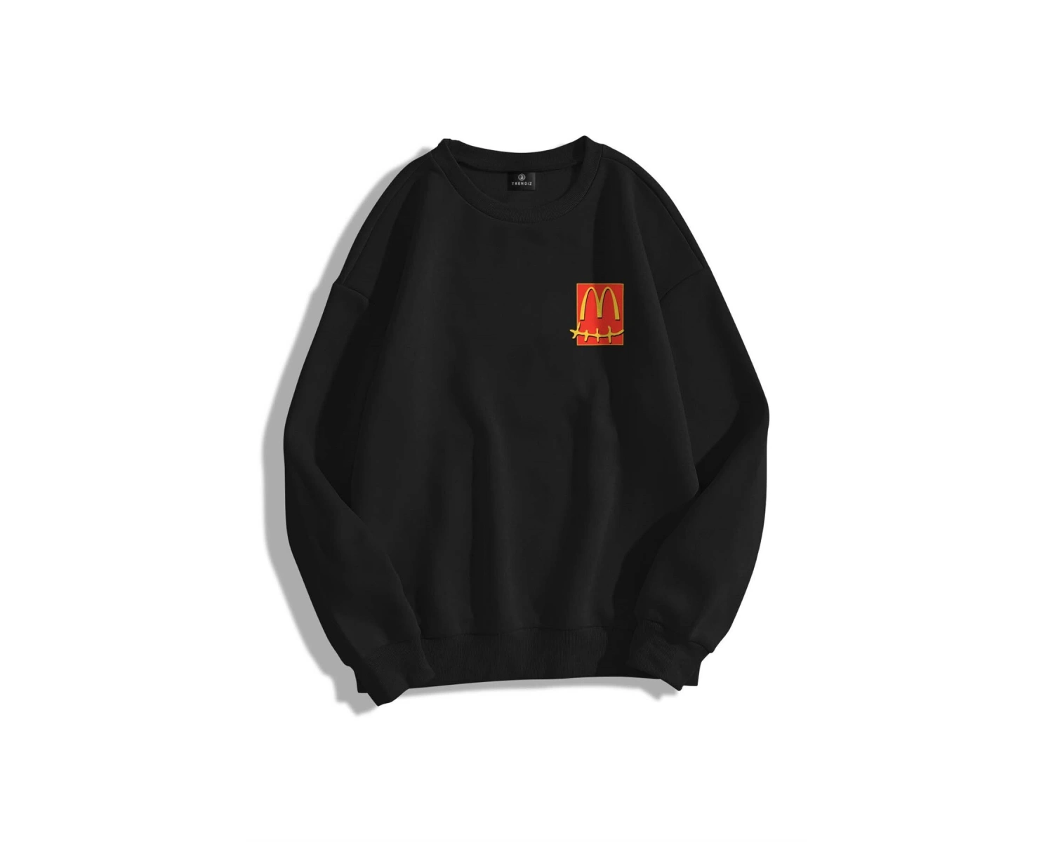 Unisex Cactus Pack Bisiklet Yaka Sweatshirt Siyah