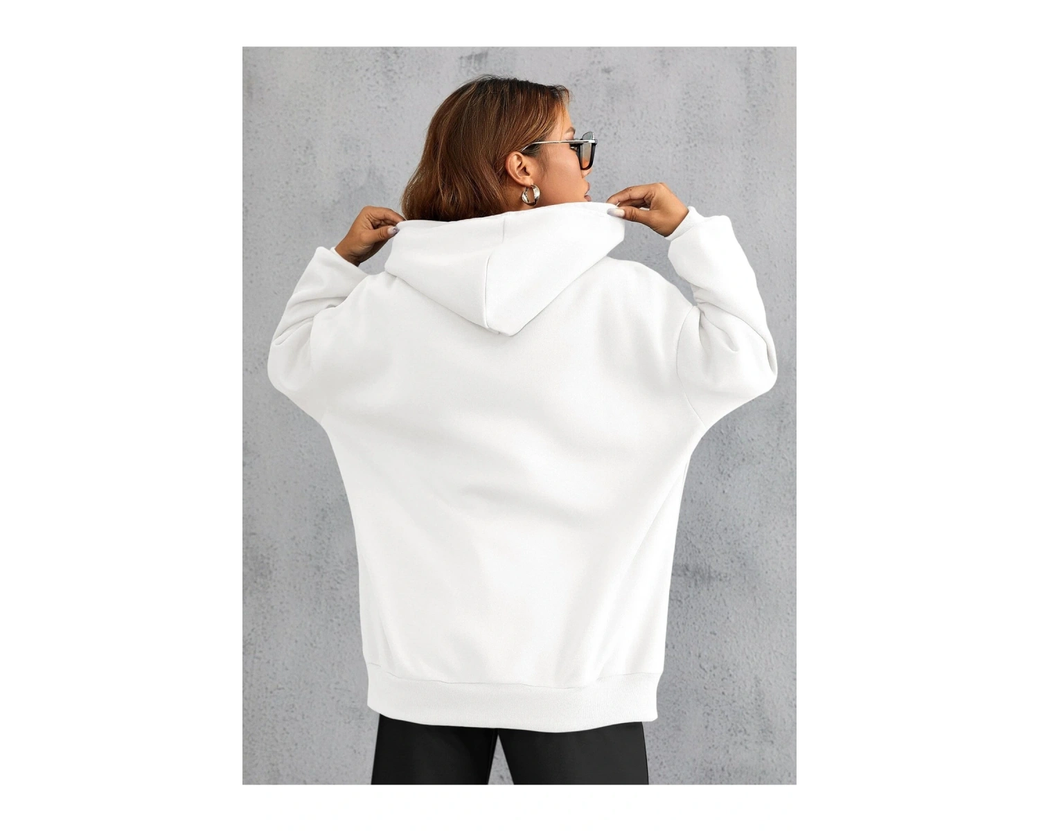 Unisex Calıfornia Baskılı Kapüşonlu Sweatshirt Beyaz