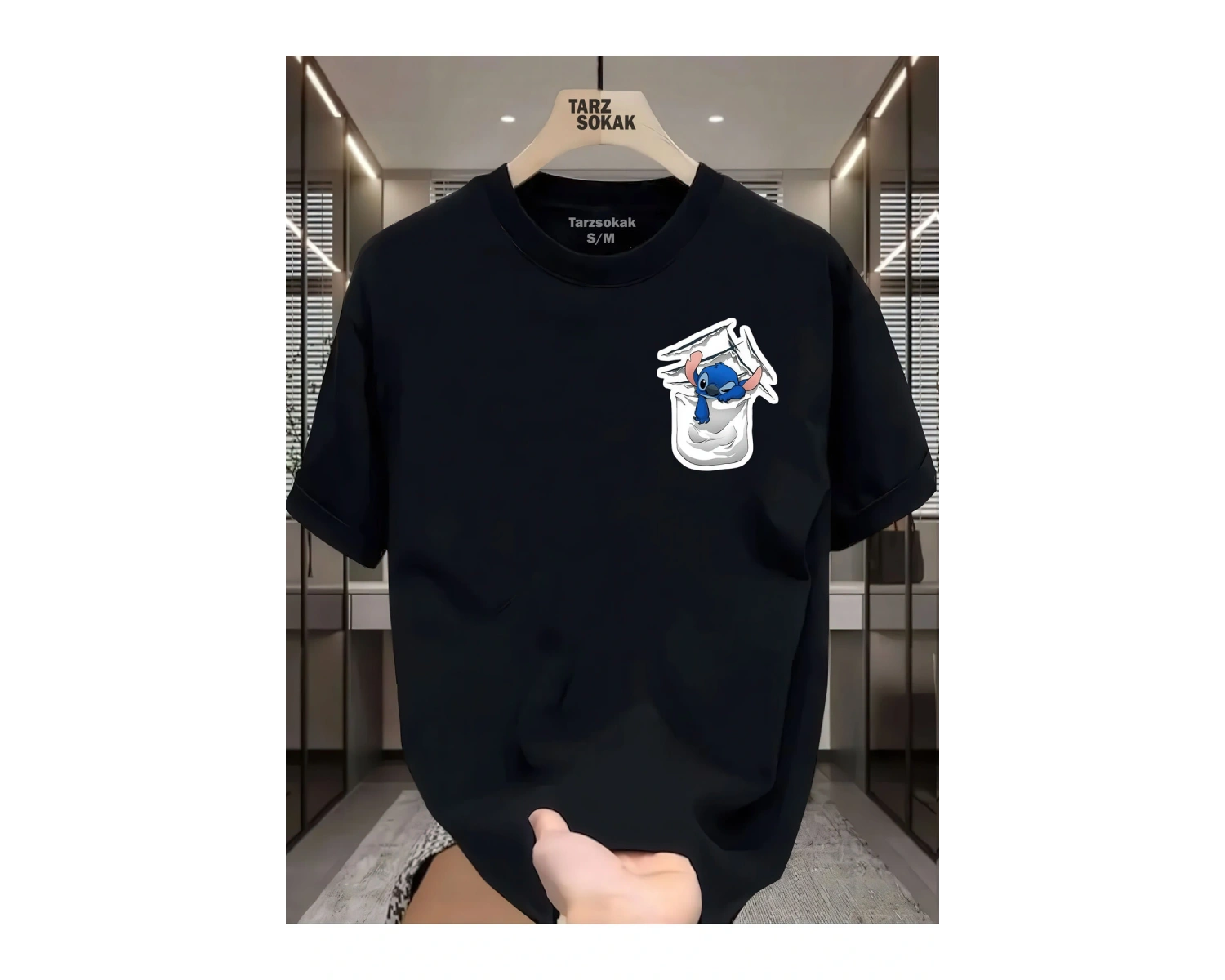 UNİSEX Canavar Minimalis Baskı T-shirt