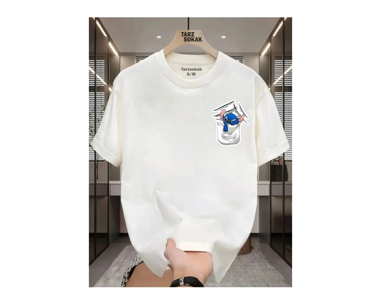 UNİSEX Canavar Minimalis Baskı T-shirt