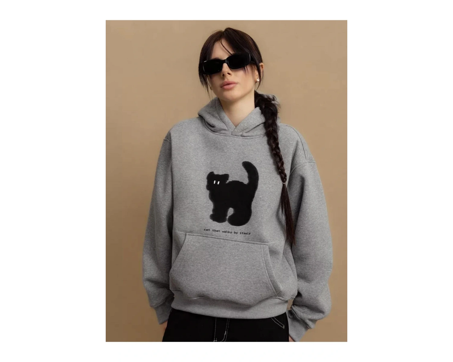 Unisex Cat That Walks By Itself Sweatshirt Gri