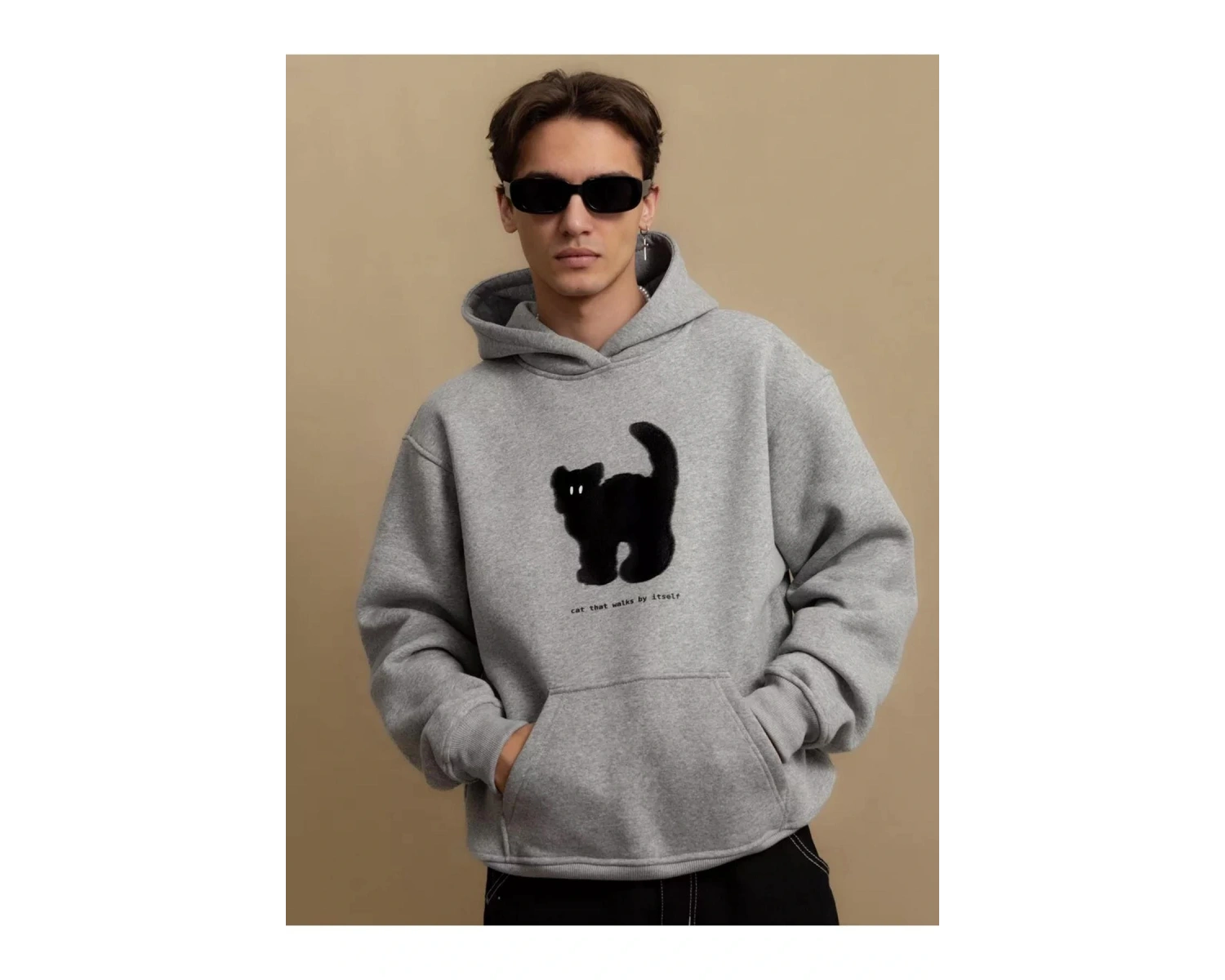Unisex Cat That Walks By Itself Sweatshirt Gri