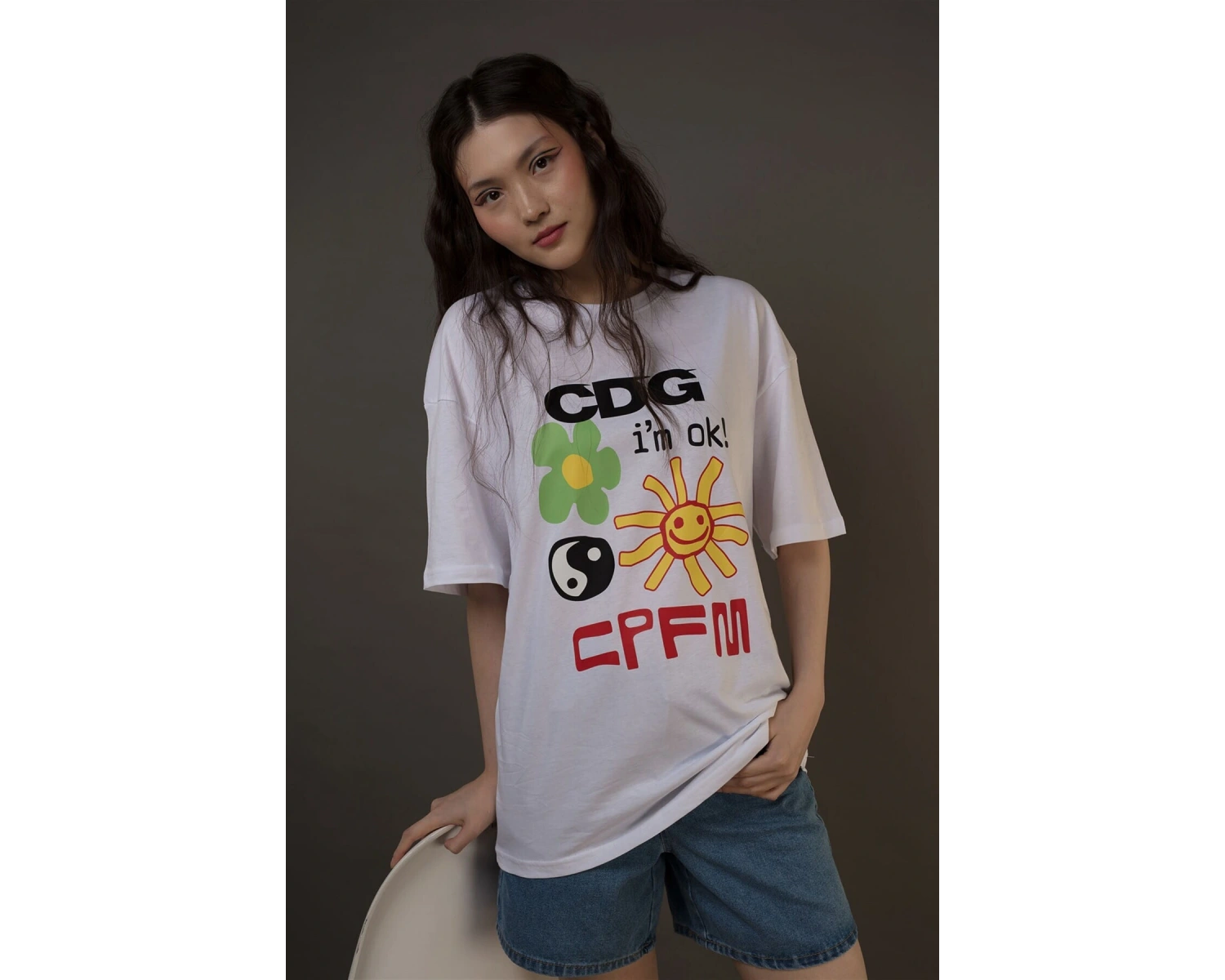 Unisex Cdg Im Ok! Cpfm Beyaz Tshirt
