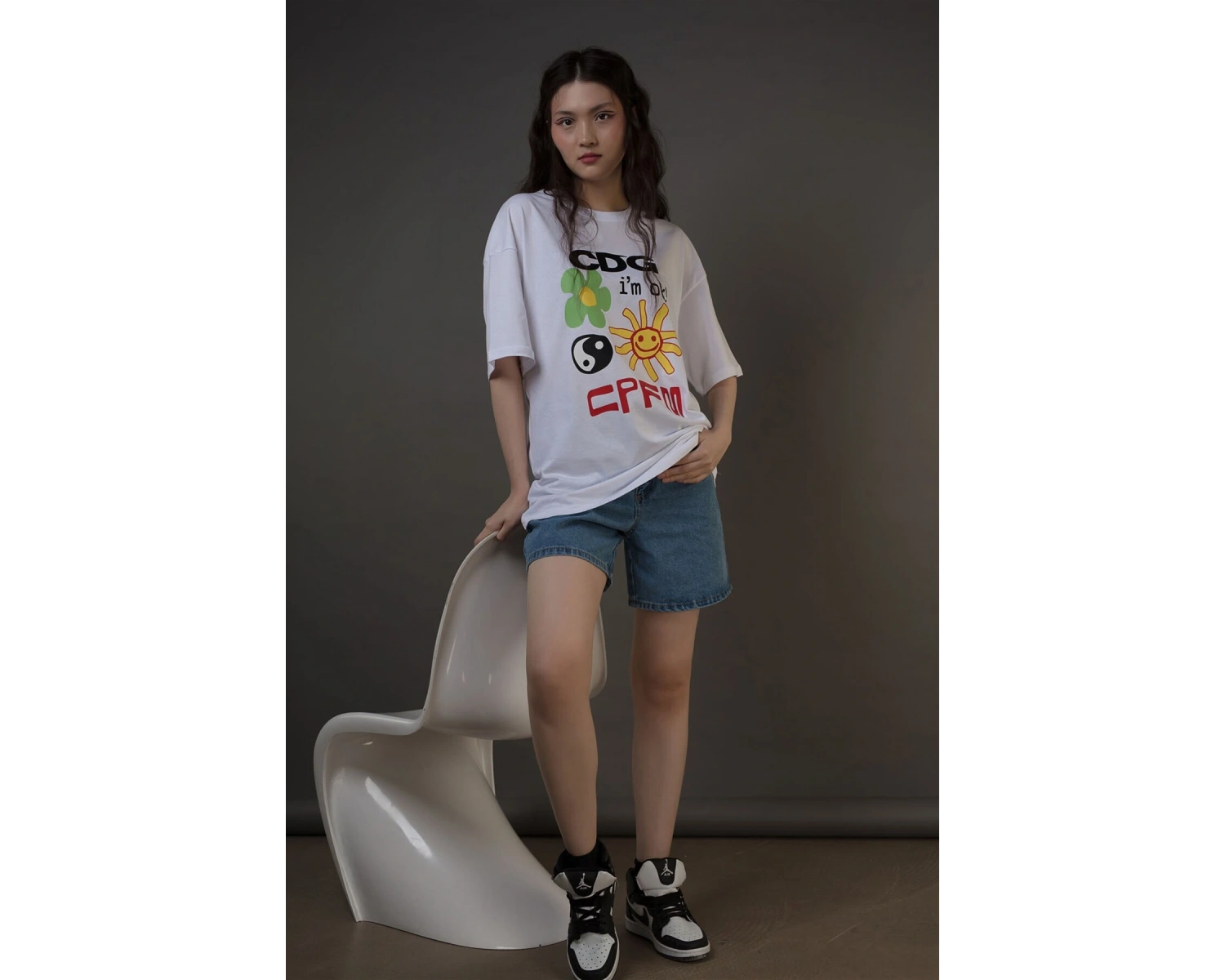 Unisex Cdg Im Ok! Cpfm Beyaz Tshirt