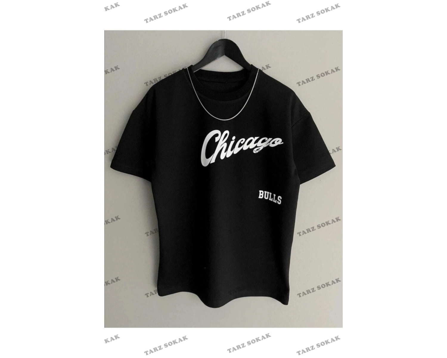 Unisex Chicago Özel Baskılı Oversize Penye T-shirt