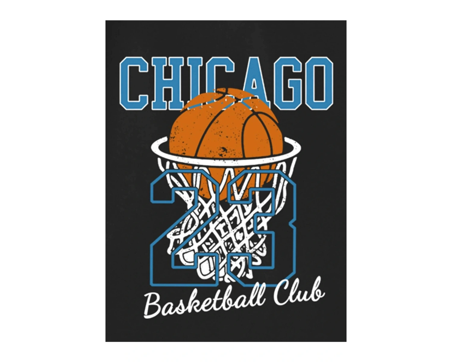 Unisex Chicago76 Baskılı Oversize Kapüşonlu Sweatshirt Siyah