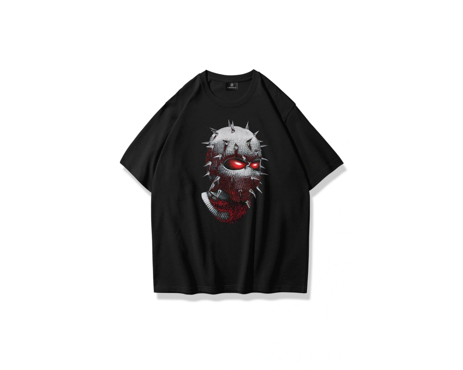 Unisex Çivili Maske Tshirt Siyah