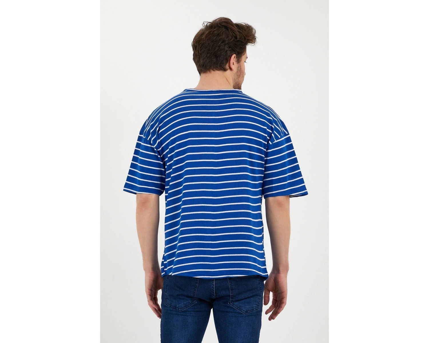 Unisex Çizgili Oversize Beyaz Siyah Tshirt Oversize