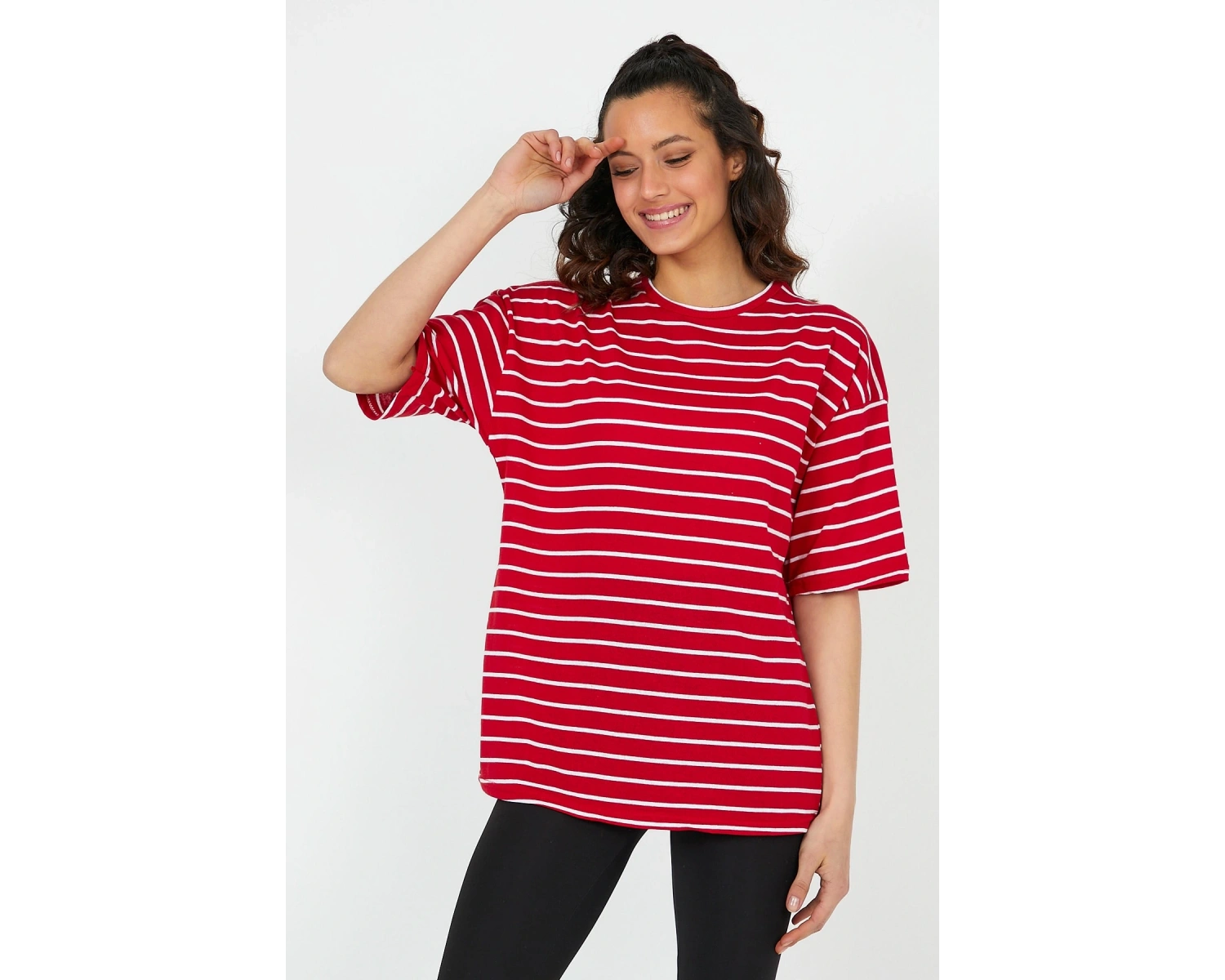 Unisex Çizgili Oversize Beyaz Siyah Tshirt Oversize