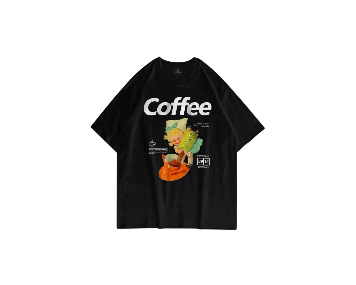 Unisex Coffee Siyah Tshirt