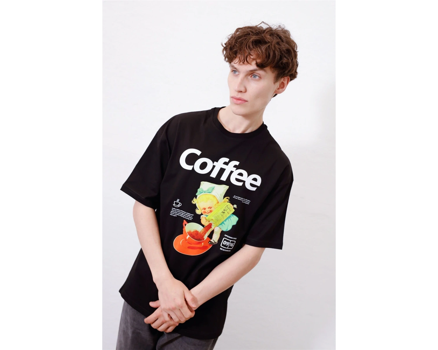 Unisex Coffee Siyah Tshirt
