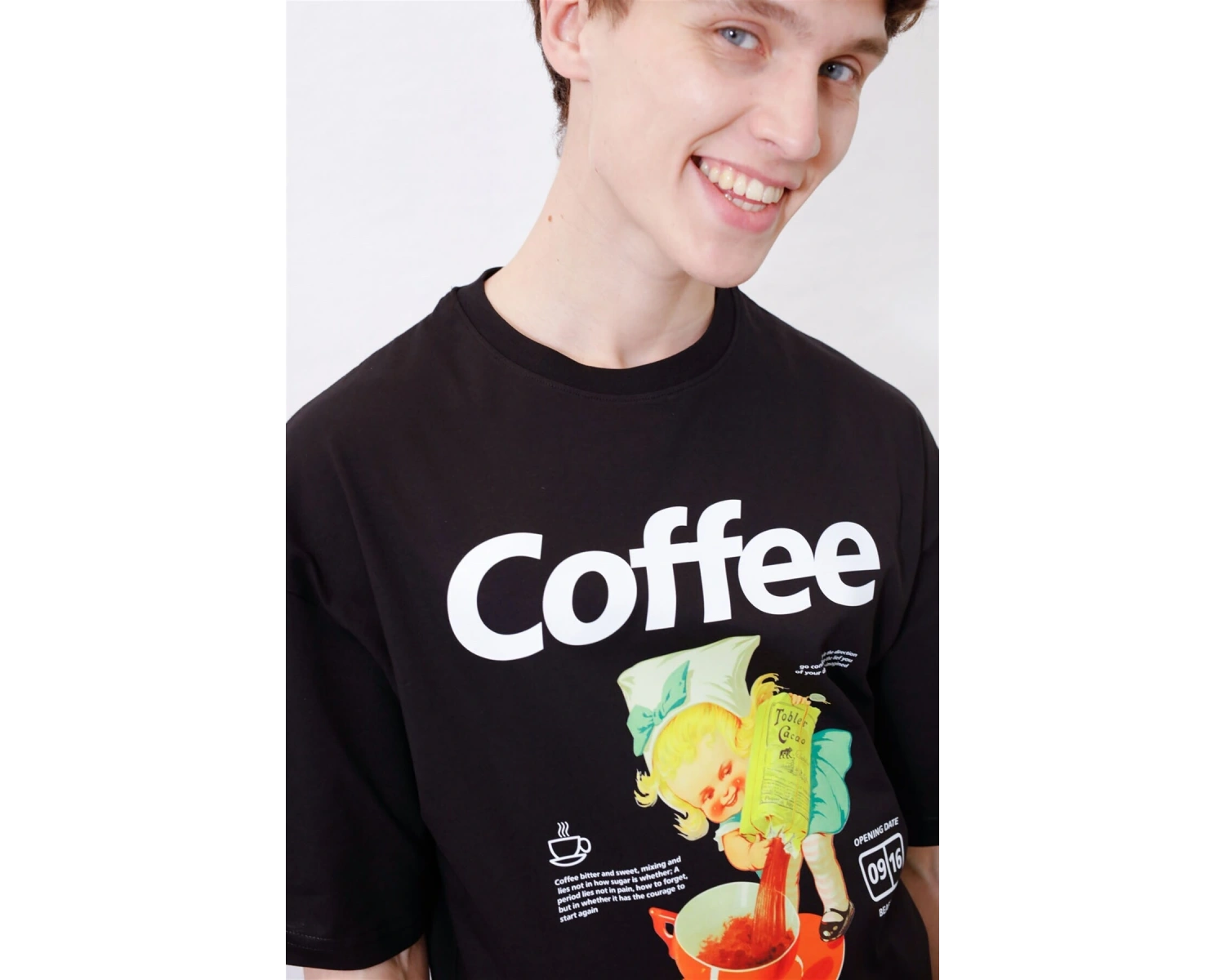 Unisex Coffee Siyah Tshirt
