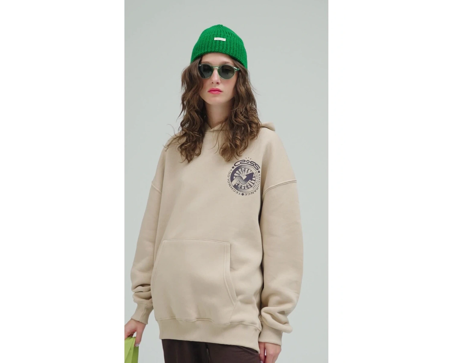 Unisex Cross Sweatshirt Hoodie Gri