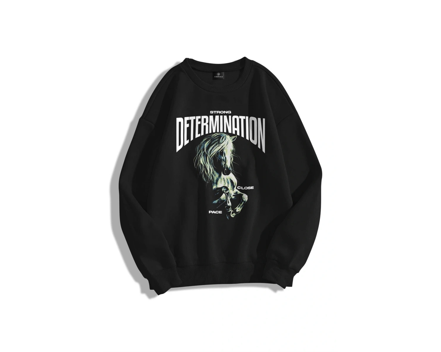 Unisex Determination Bisiklet Yaka Sweatshirt Siyah