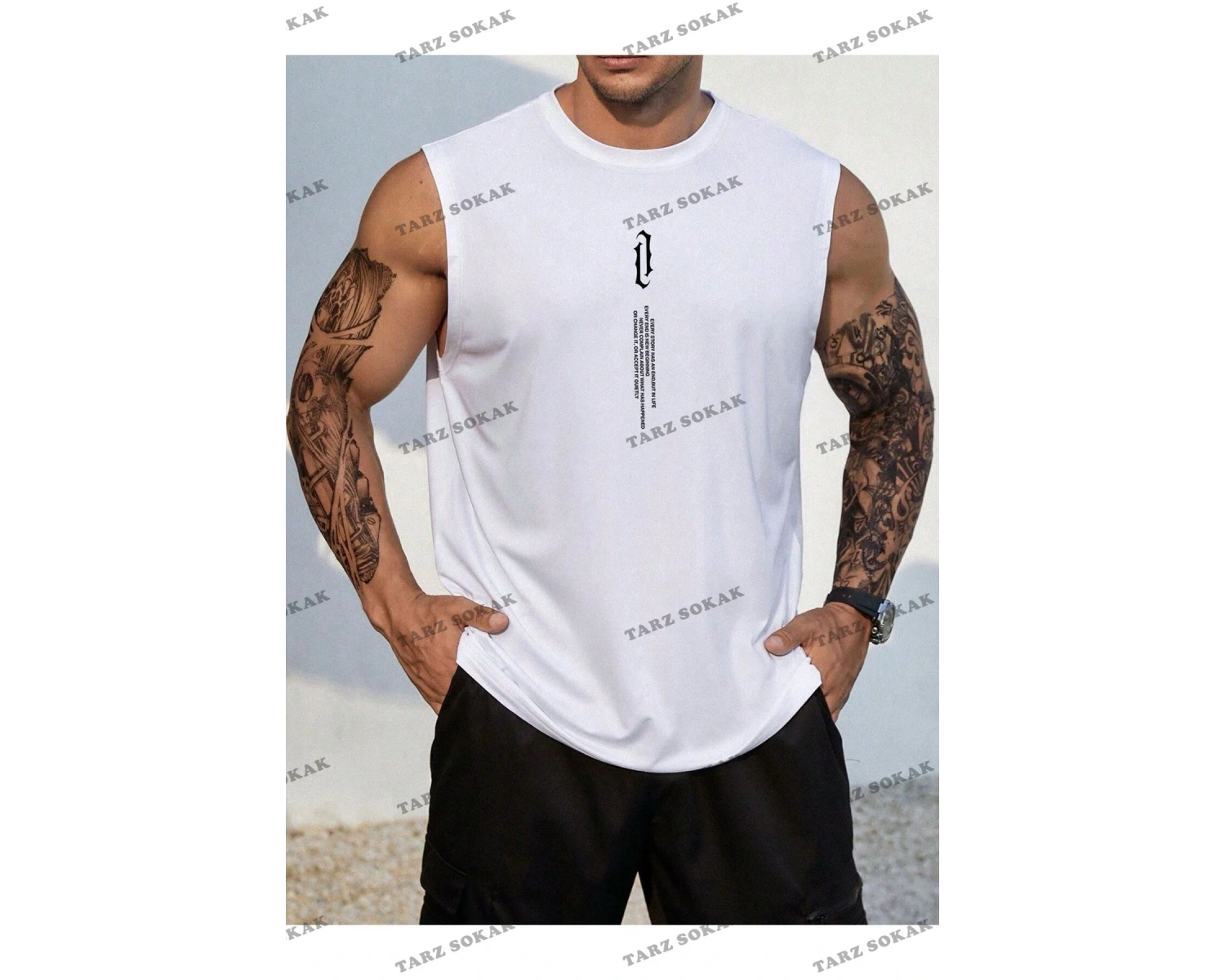 Unisex  DİK YAZI BASKILI KOLSUZ