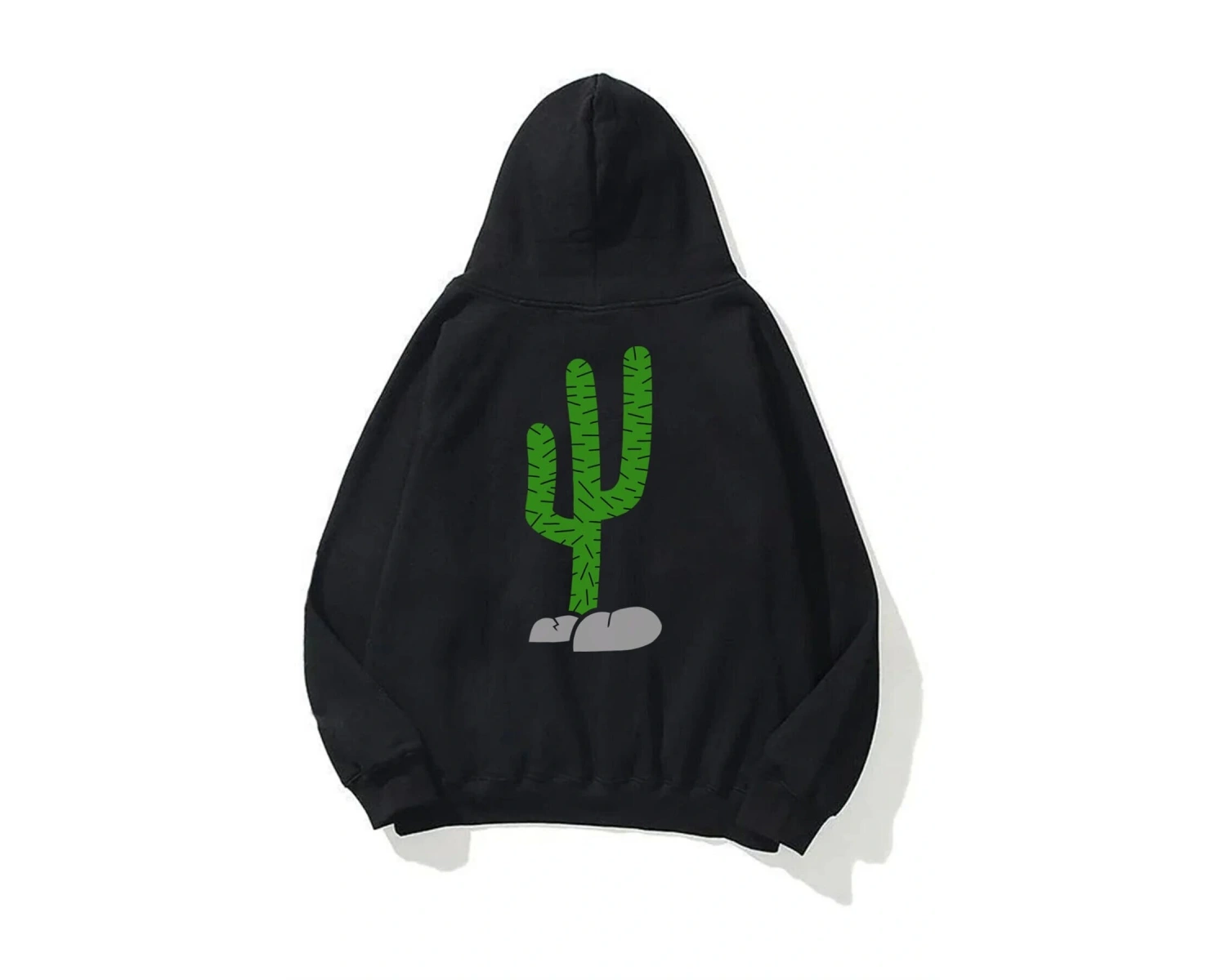 Unisex Dikenli Cactus Travis Scott Sweatshirt Hoodie Siyah