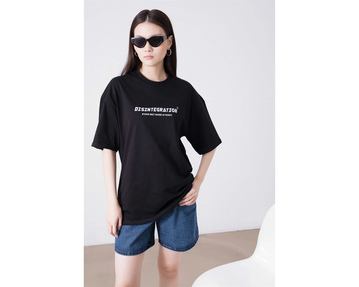 Unisex Disintegration Siyah Tshirt