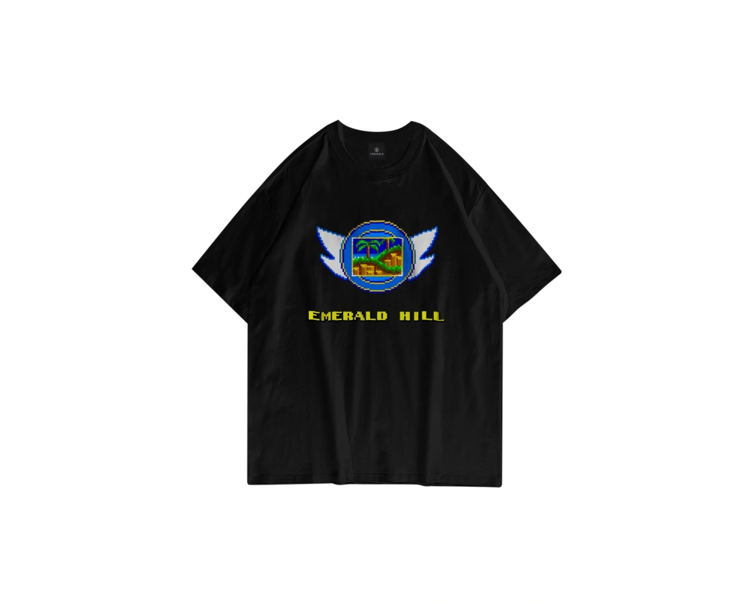 Unisex Emerald Hill Badge Sonic Siyah Tshirt