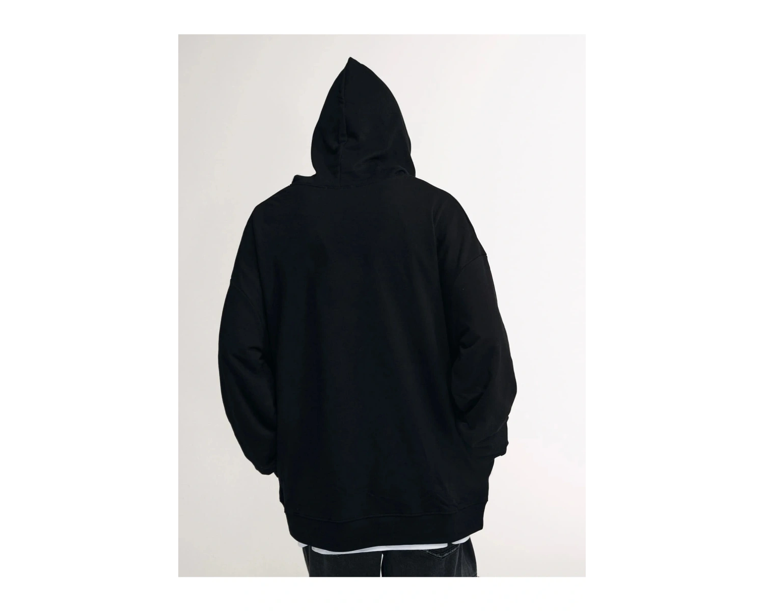 Unisex Emoji Özel Baskılı Kapüşonlu Oversize Sweatshirt Siyah