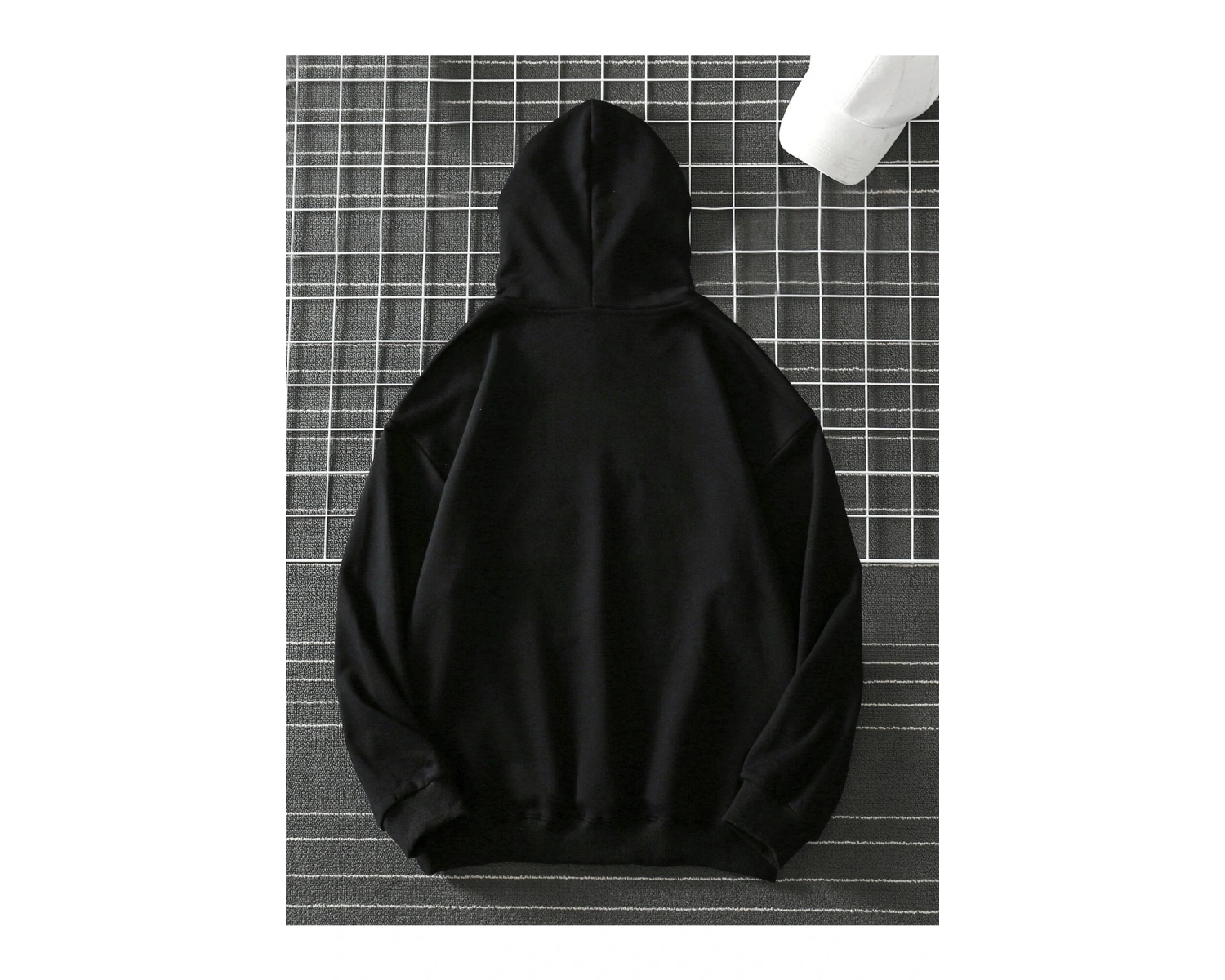 Unisex Emoji Özel Baskılı Kapüşonlu Oversize Sweatshirt Siyah