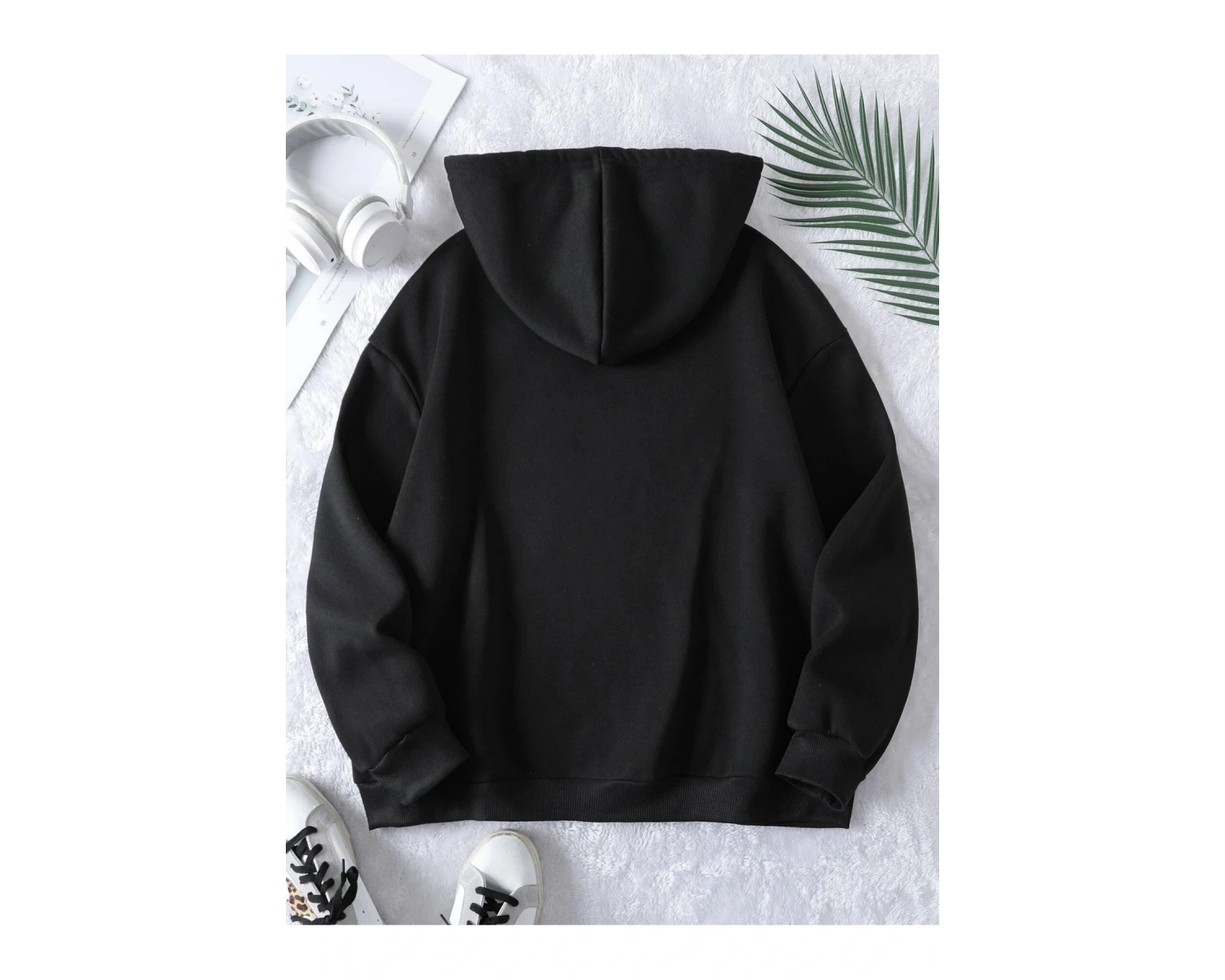 Unisex Erkek/Kadın BASKET Renkli Özel Baskılı Oversize Kapüşonlu Sweatshirt Siyah