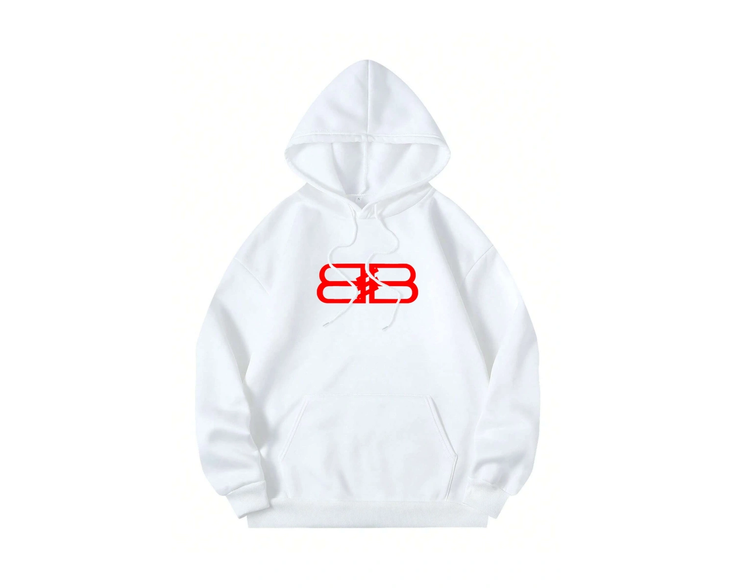 Unisex Erkek/Kadın BB Renkli Özel Baskılı Oversize Kapüşonlu Sweatshirt Beyaz