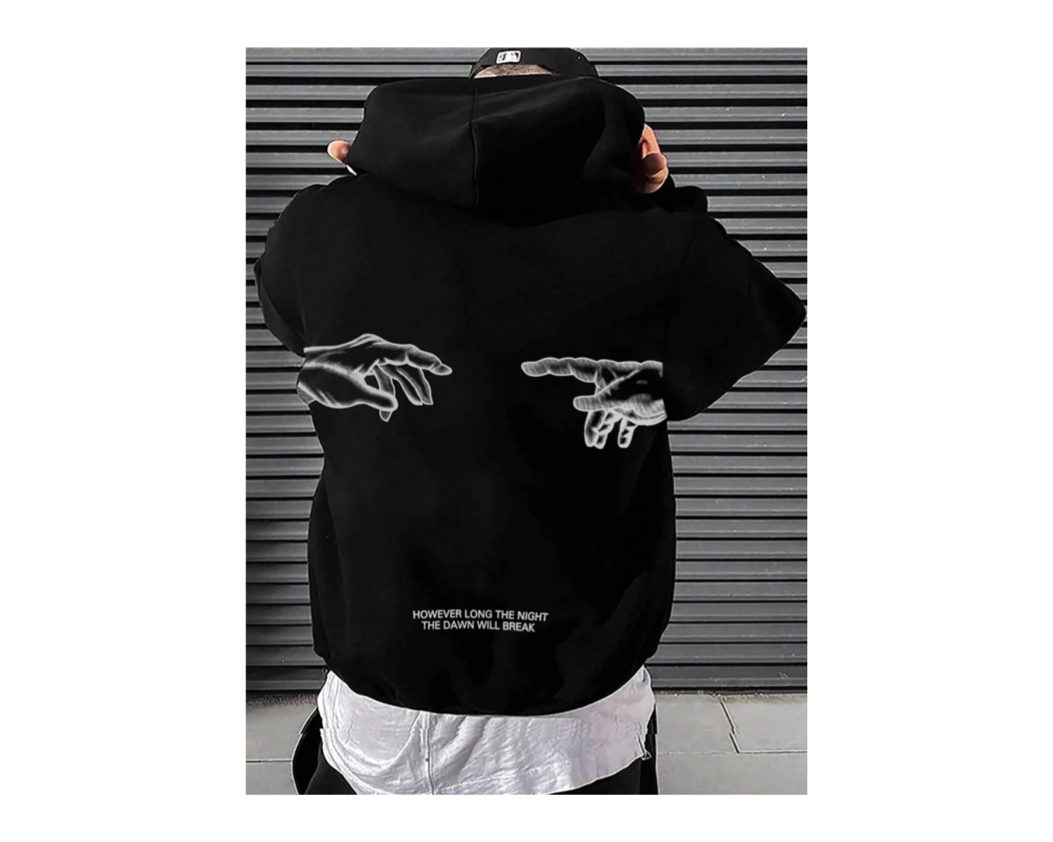 Unisex Erkek/Kadın BREAK Özel Renkli Baskılı Oversize Kapüşonlu Sweatshirt Siyah