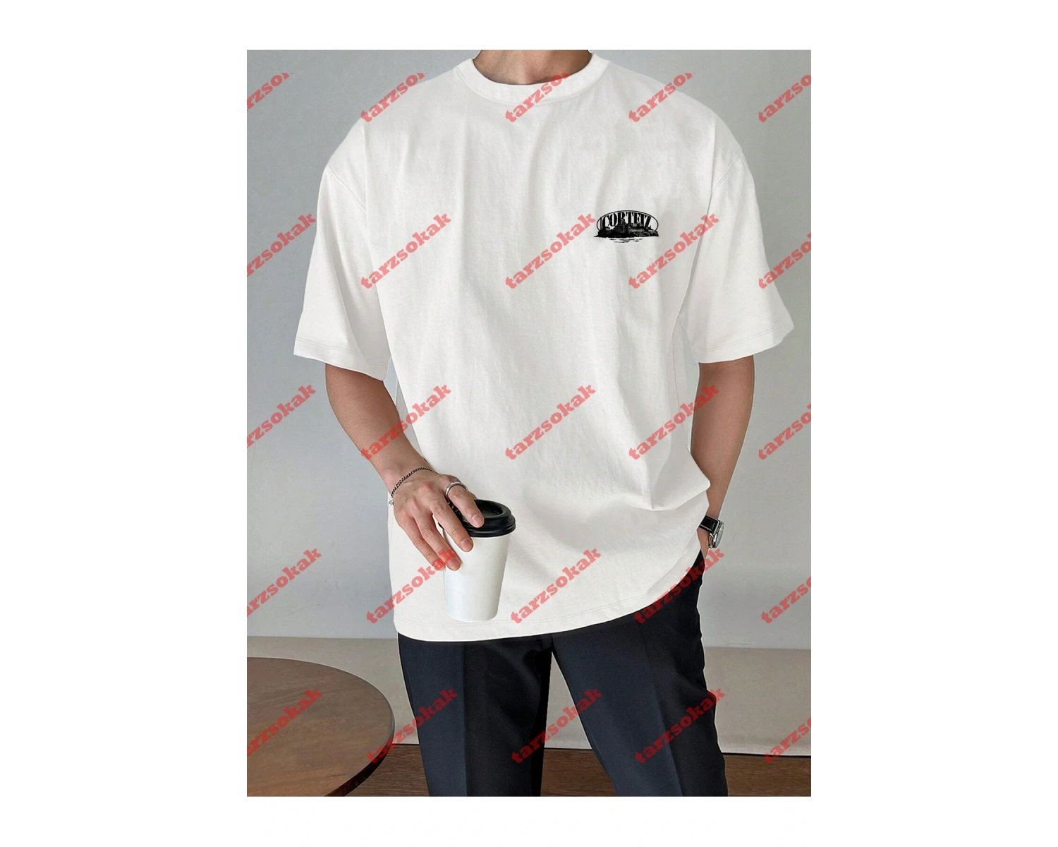 Unisex Erkek/Kadın Corteiz Baskılı Kısa kollu bisiklet yaka t-shirt