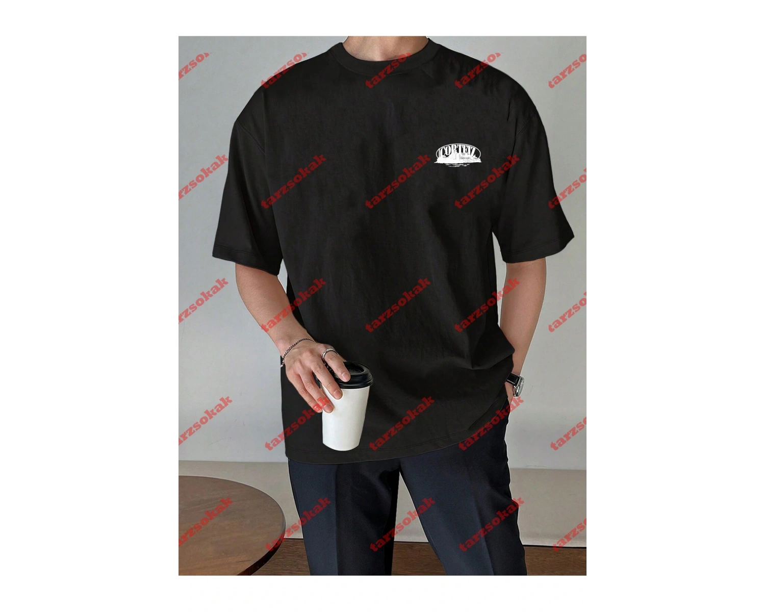 Unisex Erkek/Kadın Corteiz Baskılı Kısa kollu bisiklet yaka t-shirt