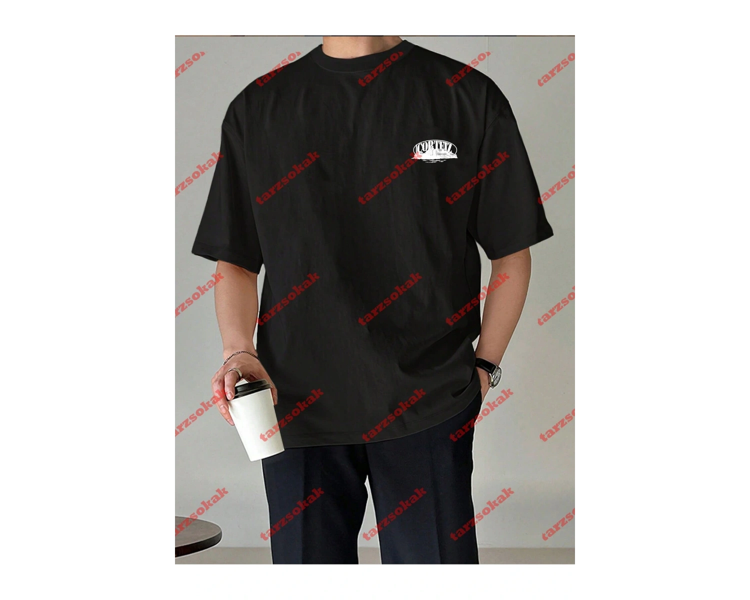 Unisex Erkek/Kadın Corteiz Baskılı Kısa kollu bisiklet yaka t-shirt