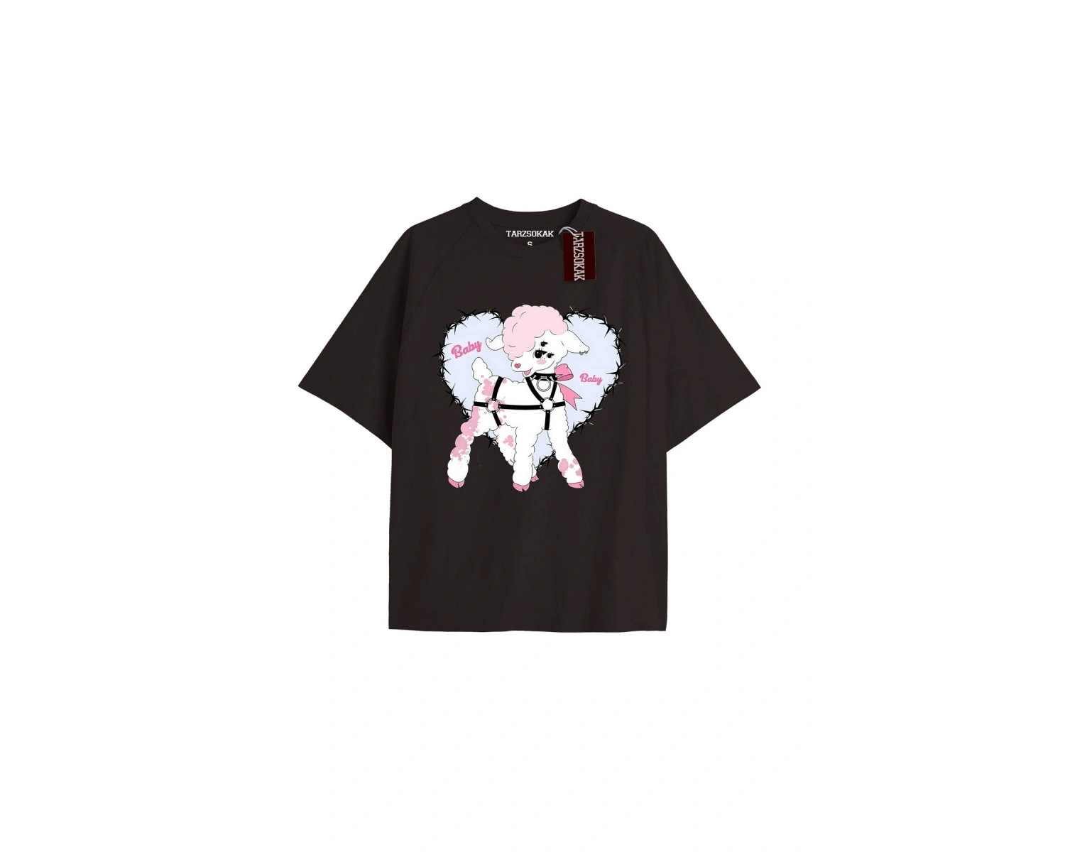 Unisex Erkek/kadın Kalp Kaburga T-shirt Siyah Kod 50