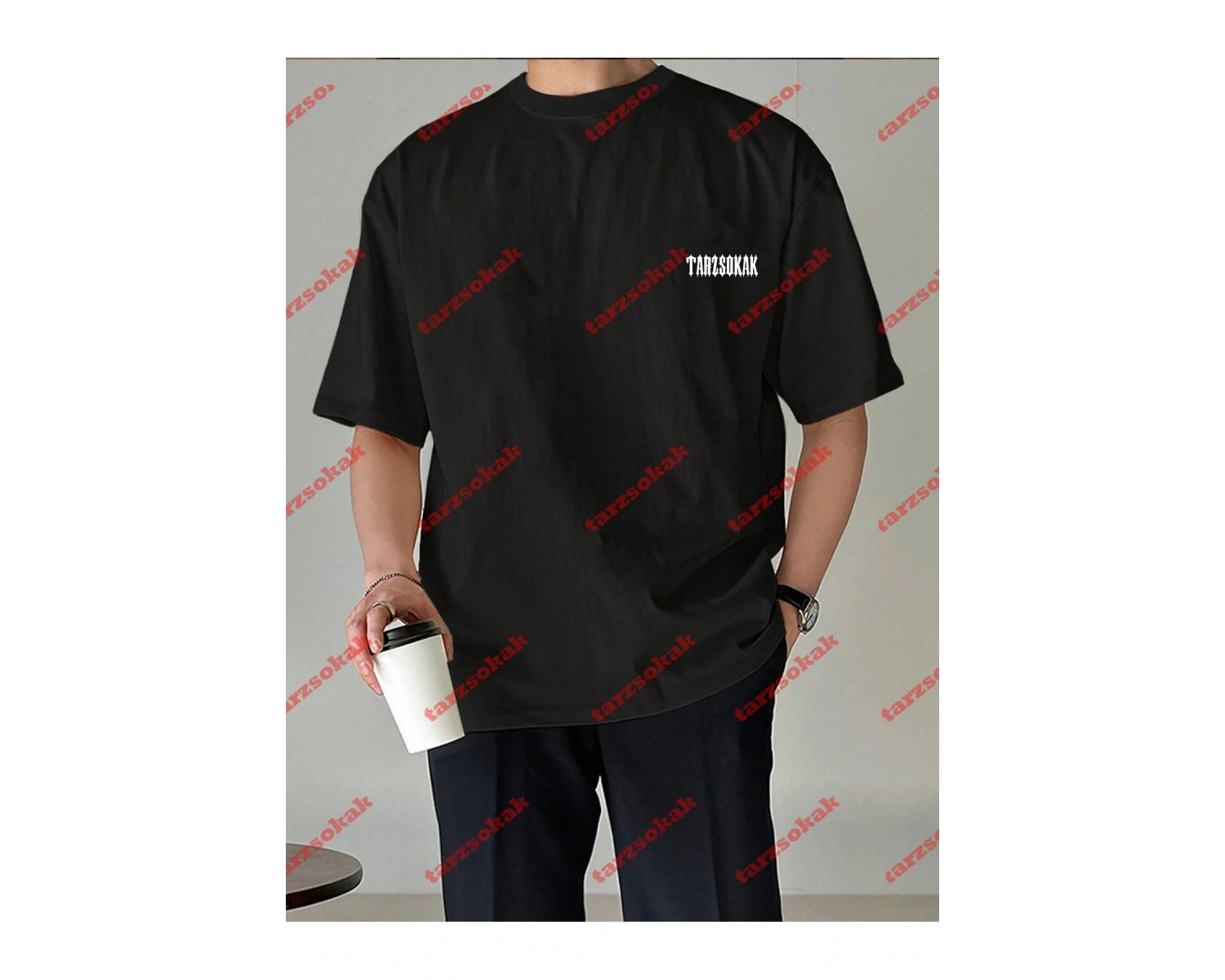 Unisex Erkek/Kadın TARZ Renkli Özel Baskılı Oversize Kısa kollu bisiklet yaka t-shirt