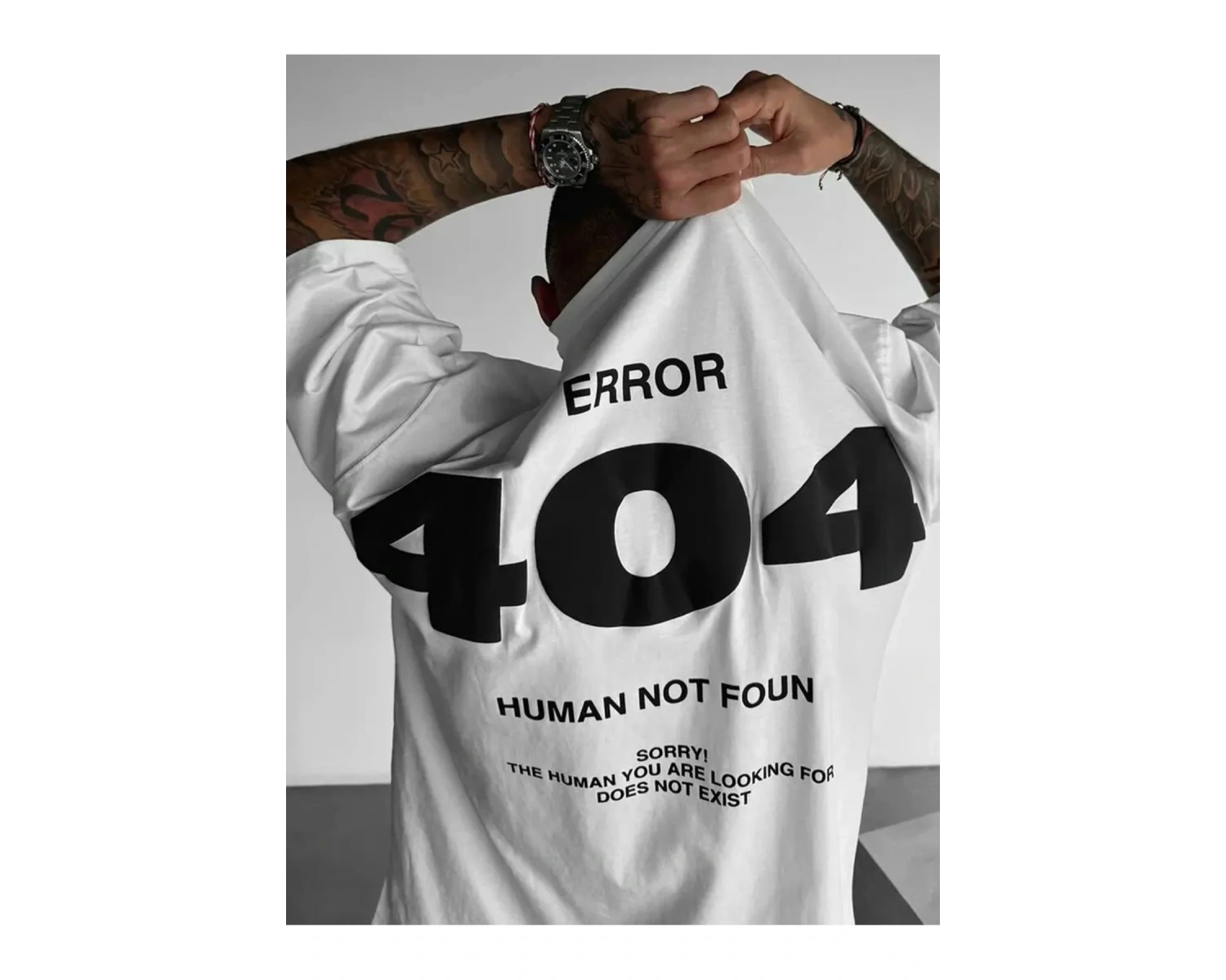 Unisex Error 404 Not Foun Baskılı Oversize %100 Pamuk