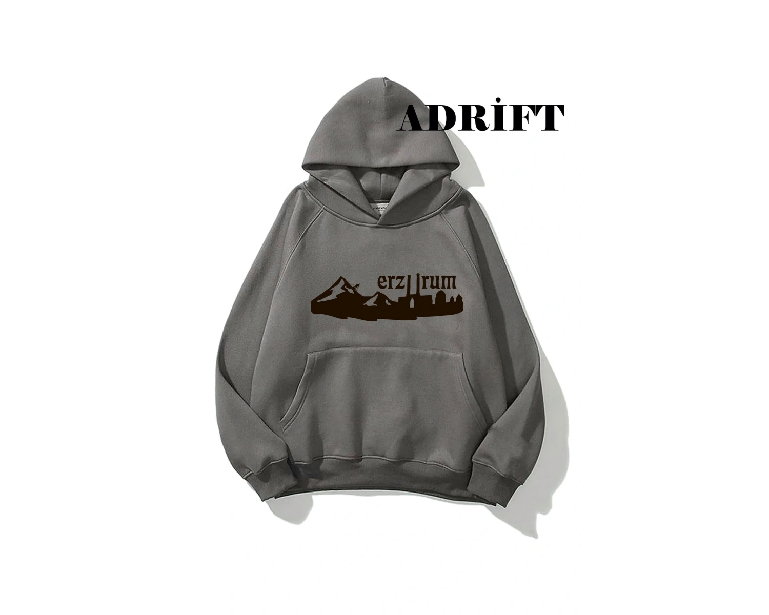 Unisex Erzurum Sweatshirt Hoodie Kapşonlu Füme