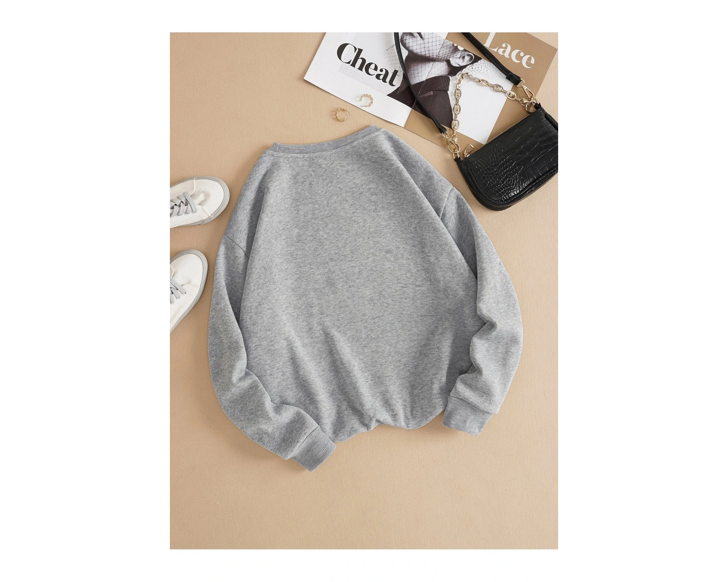 Unisex Essentials Yazı Baskılı Bisiklet Yaka Sweatshirt Beyaz