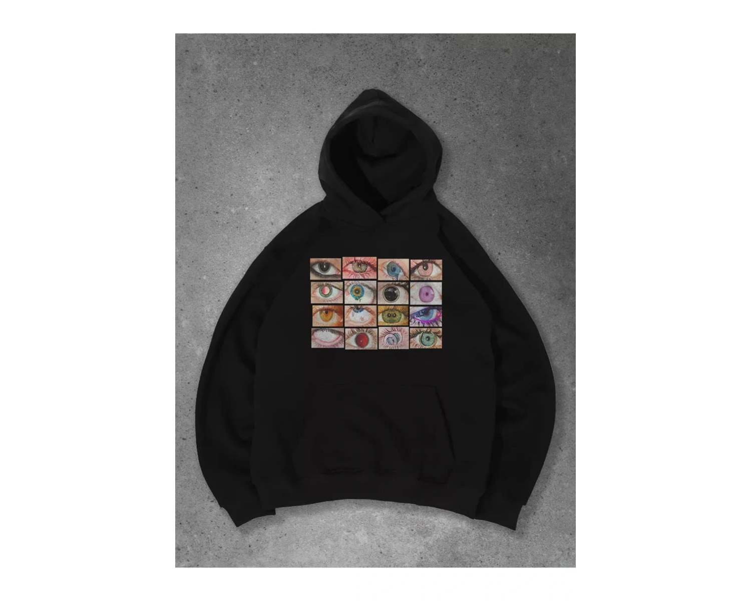 Unisex Eyes Sweatshirt Siyah