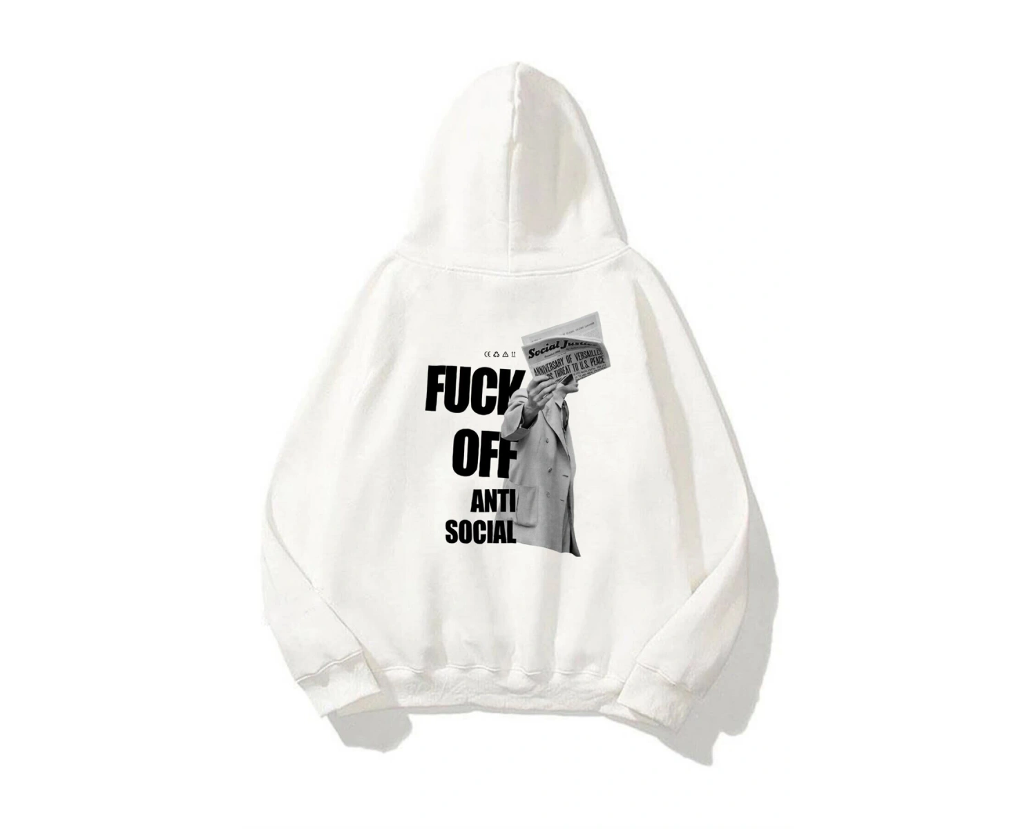 Unisex F Off Anti Social Sweatshirt Hoodie Beyaz