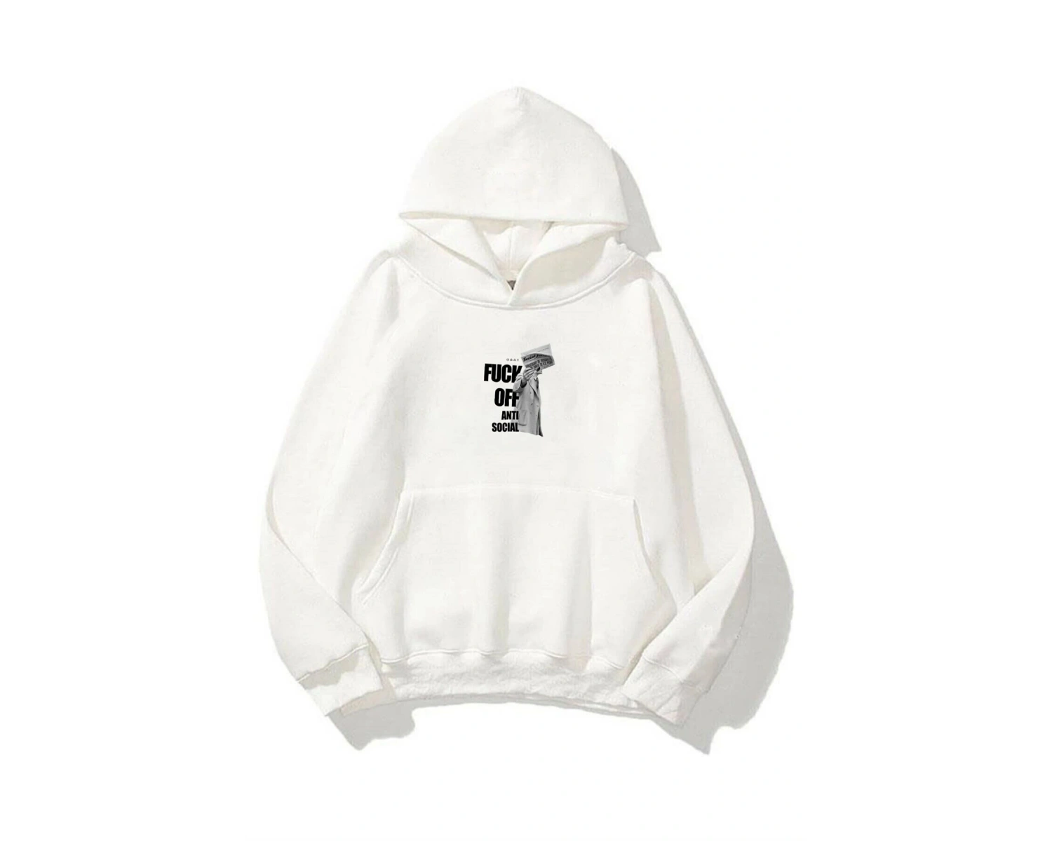 Unisex F Off Anti Social Sweatshirt Hoodie Beyaz