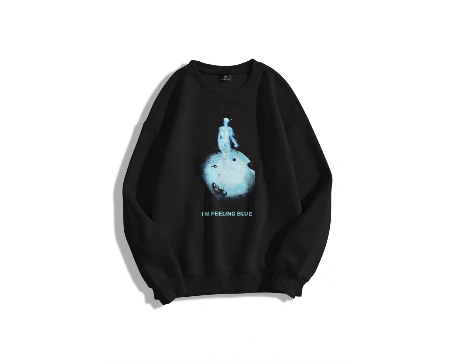 Unisex Feeling Blue Bisiklet Yaka Sweatshirt Siyah