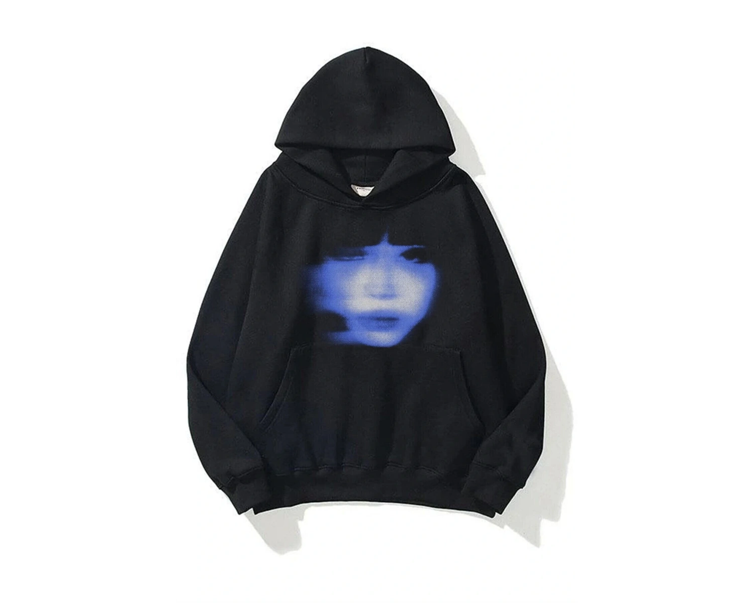 Unisex Girl Face Sweatshirt Hoodie Siyah
