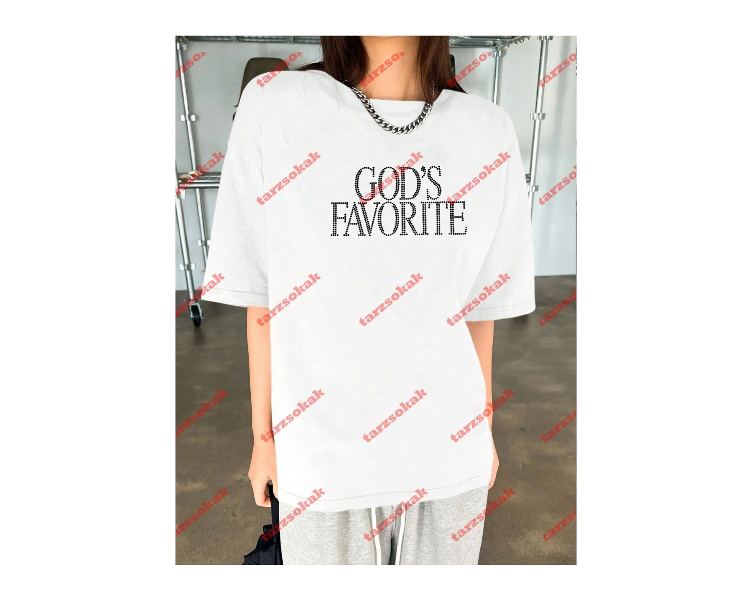 Unisex Gods Favorite Baskılı Tshirt Siyah Beyaz