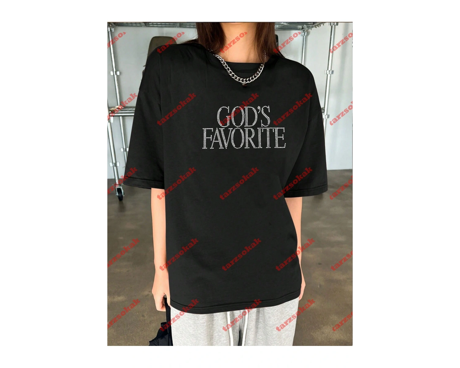 Unisex Gods Favorite Baskılı Tshirt Siyah Beyaz