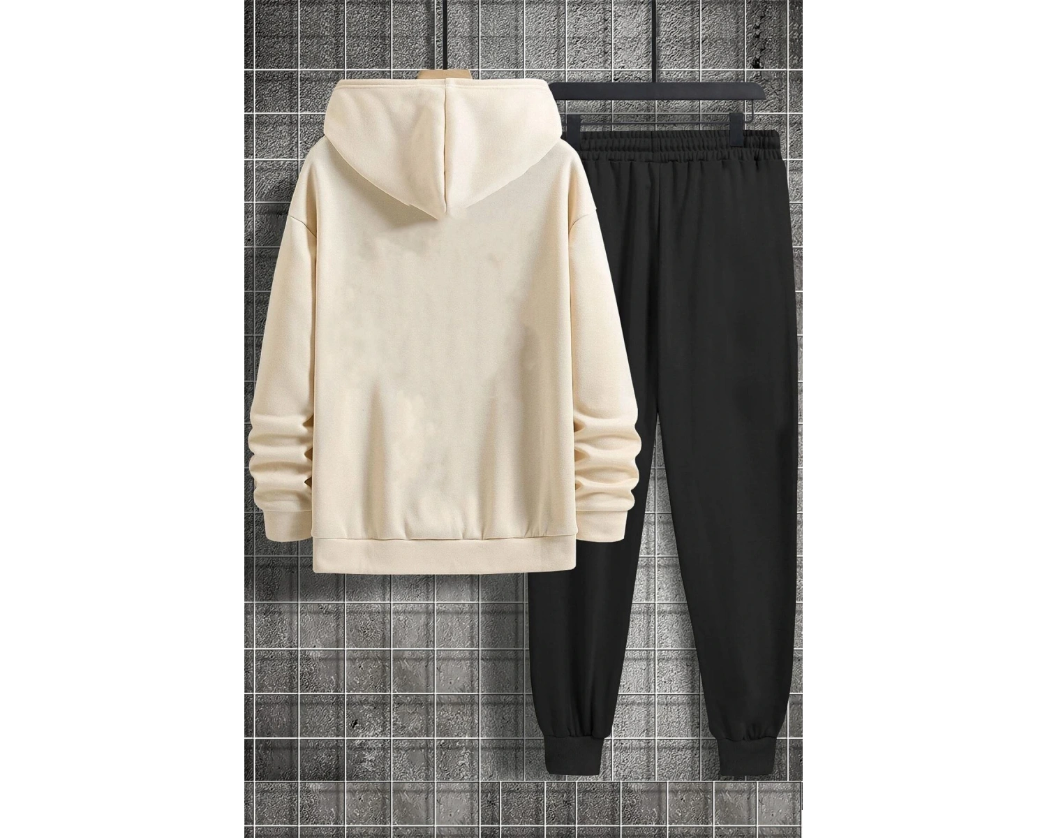 Unisex Göğüs Dikey Baskılı Eşofman Takımı KP-SİYAH-DİKEYYAZI-ESH-SİYAH