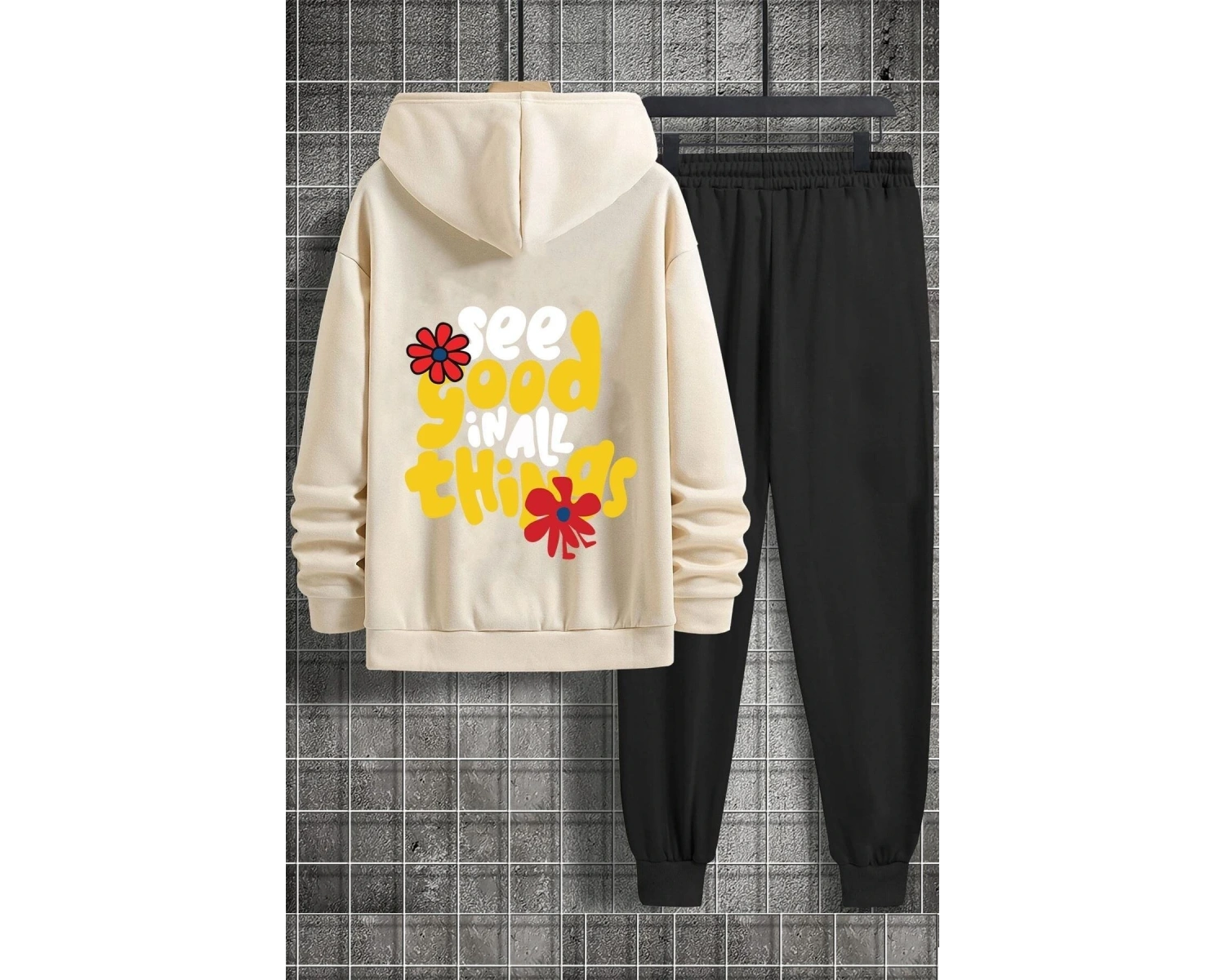 Unisex Good Things Baskılı Eşofman Takımı KP-GRI-SEE-ESH-GRI