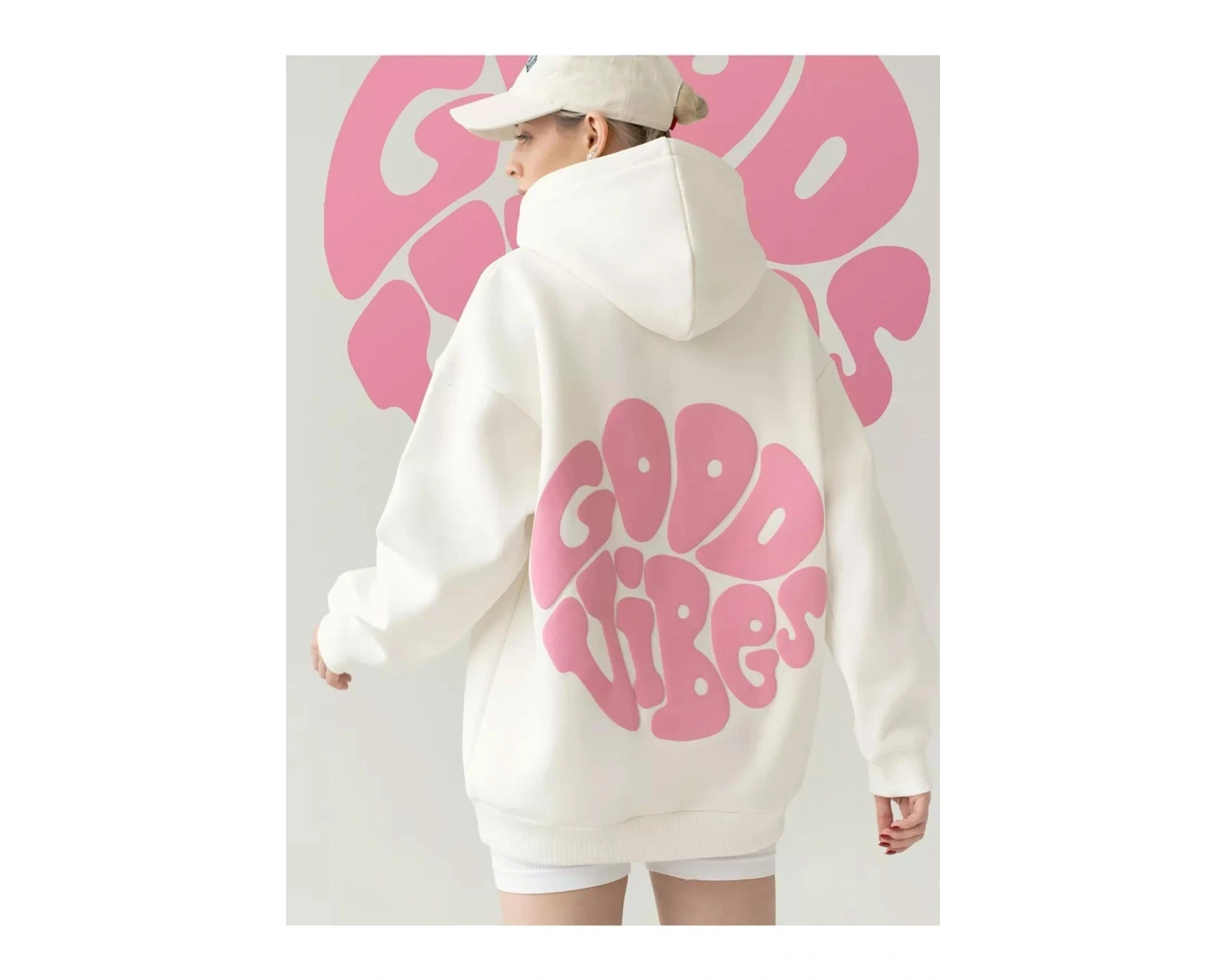 Unisex Good Vibes Sweatshirt Beyaz