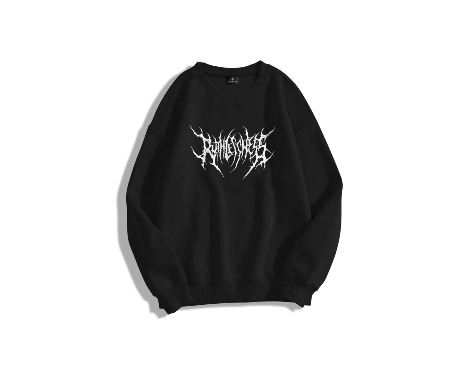 Unisex Gothic Ruthless Bisiklet Yaka Sweatshirt Siyah