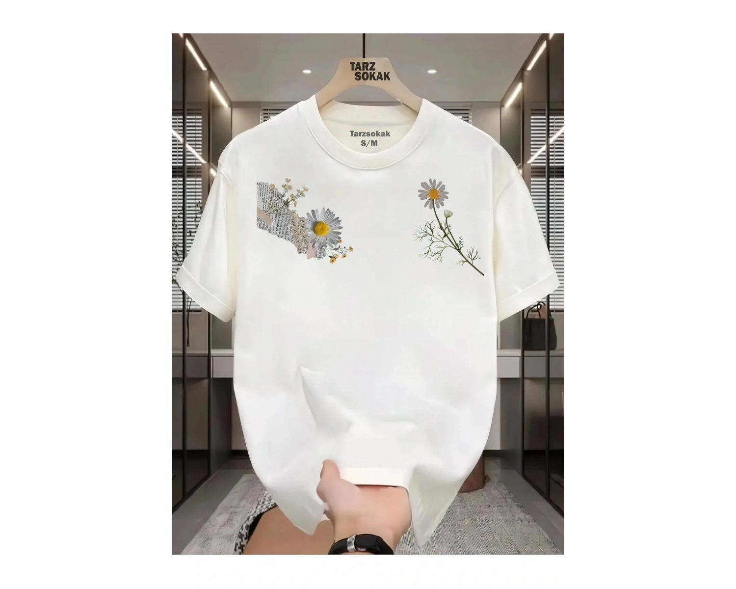 UNİSEX Gülüşü güzel kadınlar papatya sever T-shirt