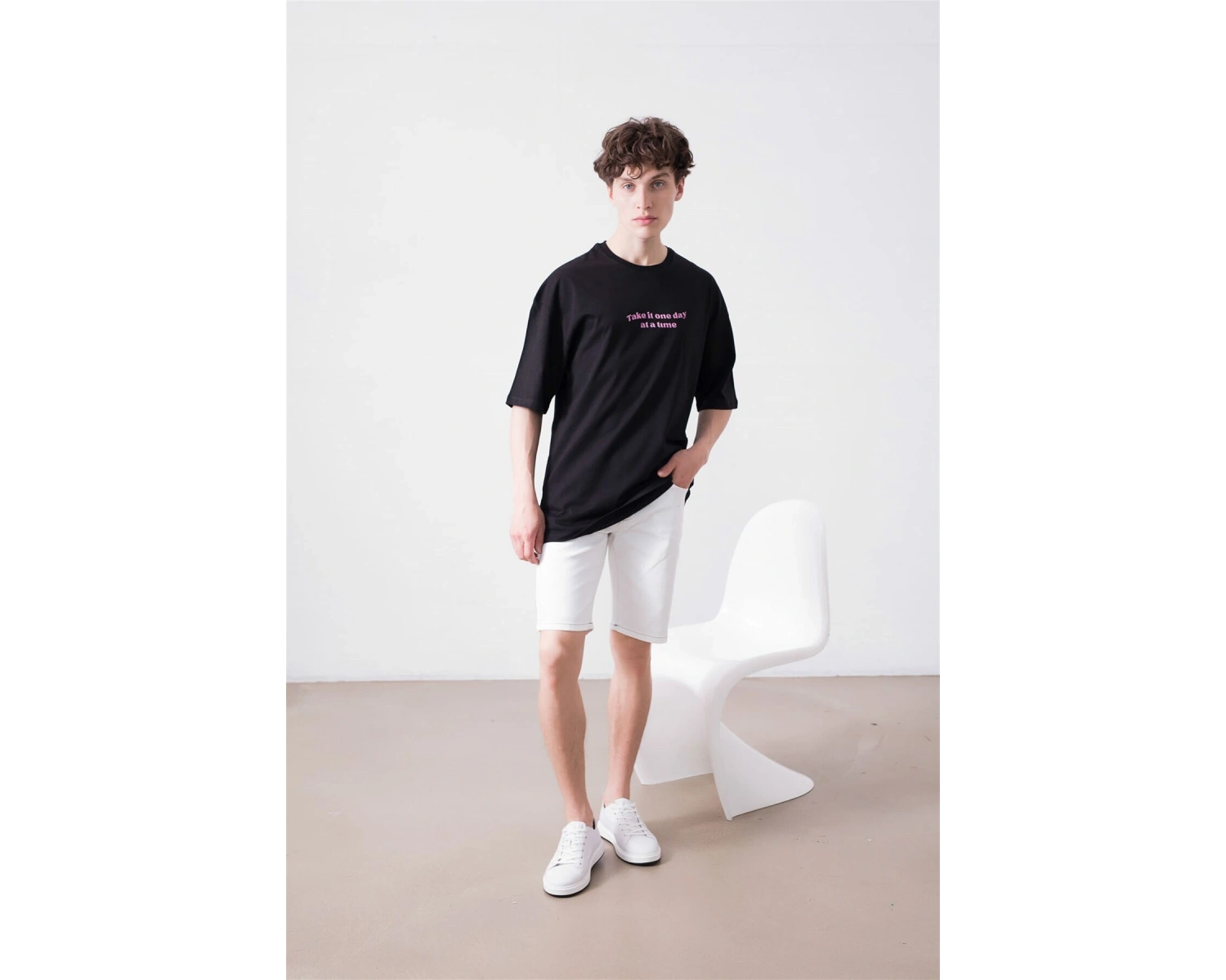 Unisex Happy Life Siyah Tshirt